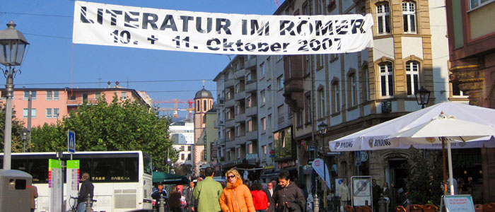 The Frankfurt Book Fair in Romerberg, Old Town Frankfurt