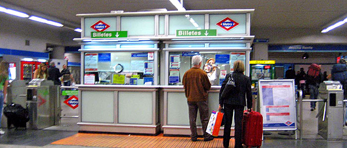 Ticket counter at Madrid metro