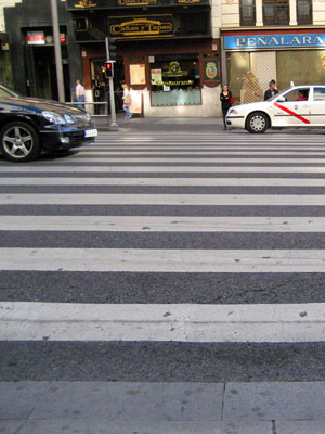 Crosswalk on Gran Via in Madrid