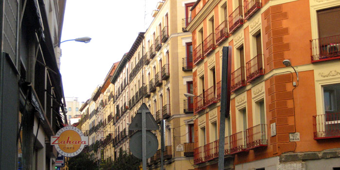 Colorful majestic buildings in Madrid