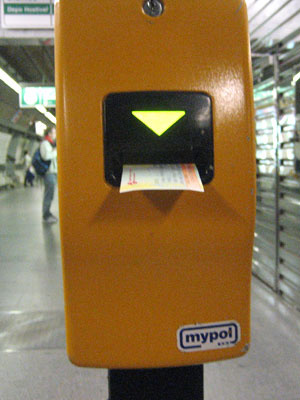 Ticket validator in Prague metro stations