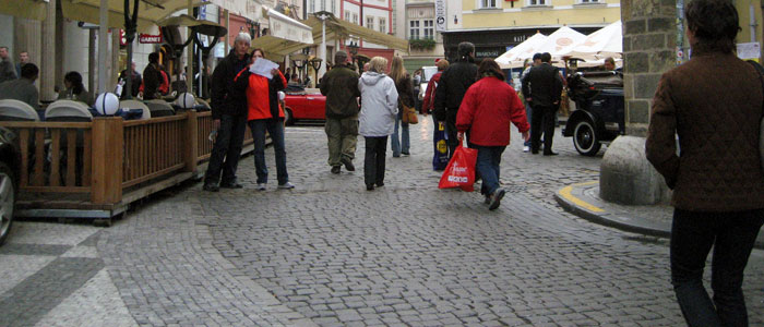 Cobblestone path in Old Town Square, Prague