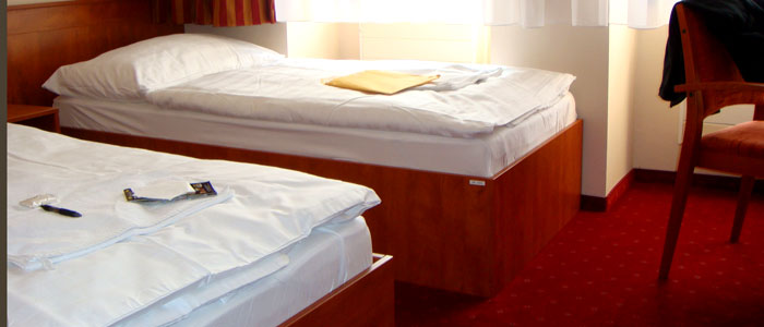 The beds in Hotel Beranek Prague